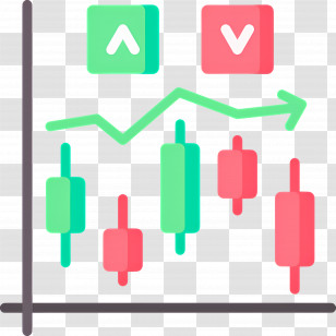 Stock Market - Candlestick Chart With Up And Down Indicators Transparent PNG
