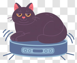 Cat Lying On Robot Vacuum Cleaner - Lazy Cat On Robot Vacuum Transparent PNG