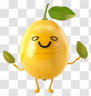 Lemon Kawaii - Yellow Lemon Character Cartoon Transparent PNG