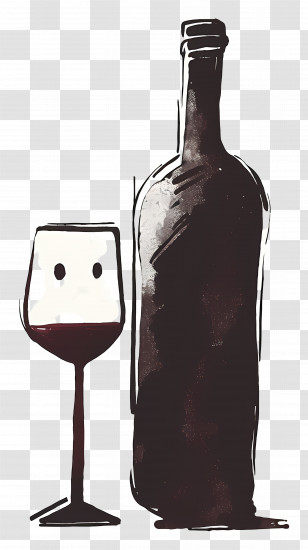 Wine Bottle And Glass - Wine Bottle And Glass Illustration Transparent PNG