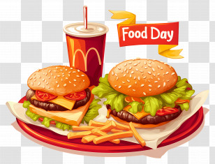 National Fast Food Day - Delicious Burgers And Soda For Food Day Celebration Transparent PNG