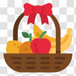 Food Gift Baskets - Fruit Basket With Bow Transparent PNG