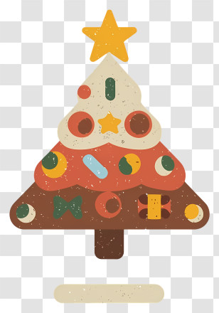 Festive Christmas Tree - Colorful Cartoon Christmas Tree With Decorations Transparent PNG