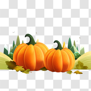 Fall Harvest Pumpkin - Orange Pumpkins With Autumn Landscape Transparent PNG