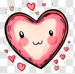 Kawaii Heart - Cute Cartoon Heart With Love Expression Transparent PNG