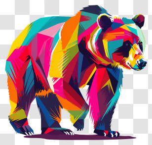 Bear - Colorful Geometric Bear Transparent PNG