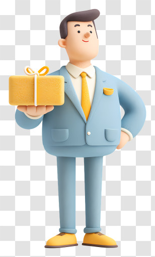 Businessman Giving Product Service - Man Offering A Gift Box Transparent PNG