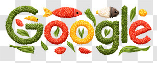 Google Logo - Creative Google Logo With Fish And Vegetables Transparent PNG