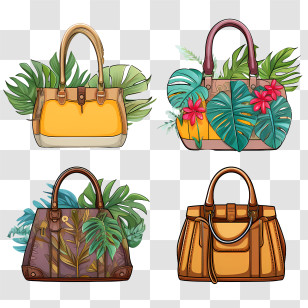 Handbag Day - Illustrated Handbags With Tropical Designs Transparent PNG