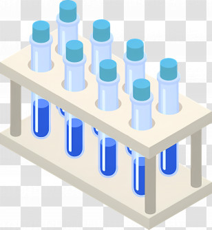 Test Tube - Blue Test Tubes In A Laboratory Rack Transparent PNG