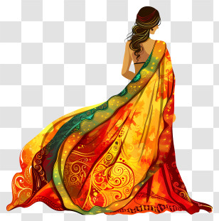 Indian Sari - Colorful Traditional Dress Transparent PNG