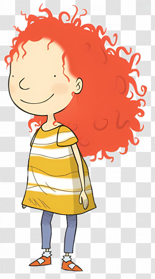 Stella And Sam - Cartoon Red-haired Girl In Striped Dress Transparent PNG