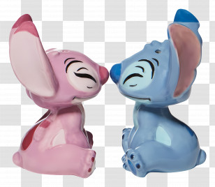 Stitch - Cartoon Pink And Blue Stuffed Creatures Transparent PNG