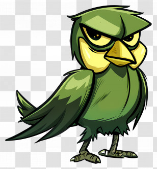 Bird - Angry Green Bird Cartoon Illustration Transparent PNG