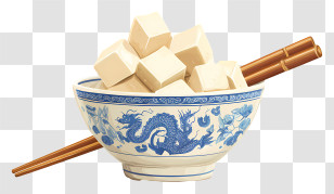 Cubes Of Tofu - Tofu In Blue Porcelain Bowl Transparent PNG