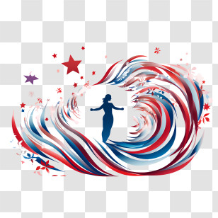 Costa Rica Independence Day - Silhouette In Abstract Waves With Stars Transparent PNG