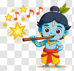 Krishna Celebrating Christmas - Blue Child Playing Flute Transparent PNG