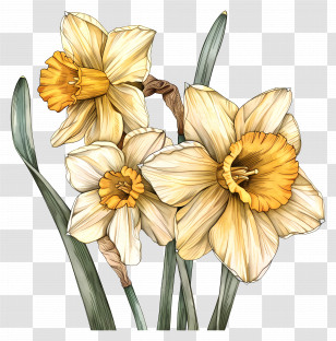 Daffodil Flowers - Yellow And White Daffodils Illustration Transparent PNG