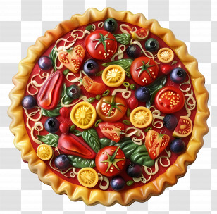 3d Pizza - Colorful Vegetable Tart Decoration Transparent PNG