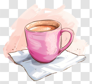 Pink Mug - Pink Coffee Cup With Hot Drink Transparent PNG