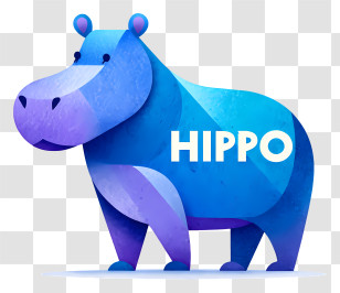 Hippo Logo - Blue Hippo Mascot Illustration Transparent PNG