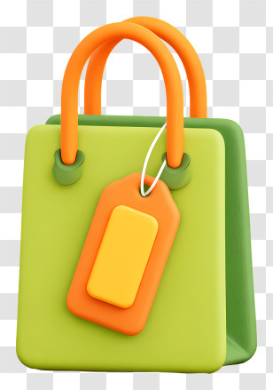 Shopping Bag Icon - Stylized Green Shopping Bag Transparent PNG