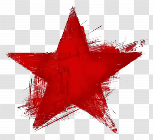 Red Star - Red Grunge Artistic Star Design Transparent PNG