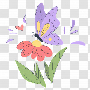 Nature Butterfly - Purple Butterfly On A Flower Transparent PNG