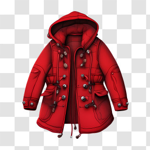 Winter Coat - Red Winter Coat With Hood Illustration Transparent PNG