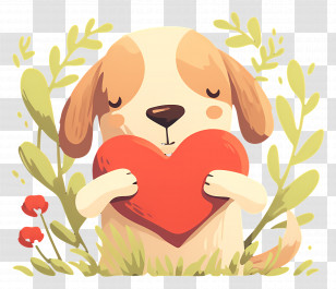 Dog Heart - Dog Holding A Heart Transparent PNG