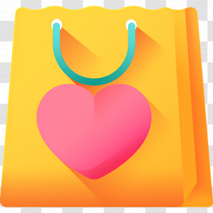 Shopping Bag - Yellow Shopping Bag With Heart Transparent PNG