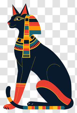 Egypt Bastet - Stylized Egyptian Black Cat Statue Transparent PNG