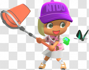 Animal Crossing - Character Catching Butterflies Transparent PNG
