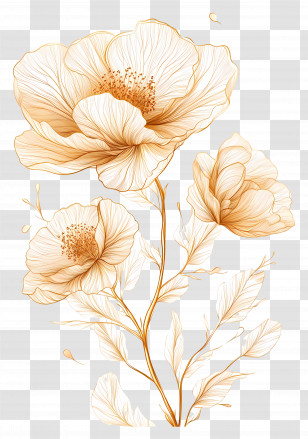 Golden Ornamental Corner - Elegant Golden Floral Design Transparent PNG