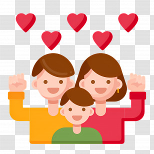 Family - Happy Family With Hearts Illustration Transparent PNG