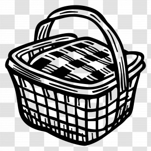Summer - Sketch Of A Woven Picnic Basket Transparent PNG