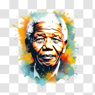 Nelson Mandela - Watercolor Portrait With Vibrant Splash Transparent PNG