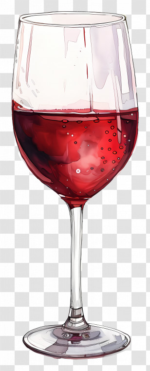 Wine - Artistic Red Wine Glass With Bubbles Transparent PNG