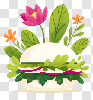 National Bao Day - Vegetable Sandwich With Flowers Transparent PNG