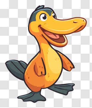 Platypus Logo - Happy Cartoon Duck Character Transparent PNG