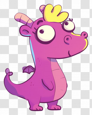 Cartoon Dragon - Purple Cartoon Dragon Character Transparent PNG