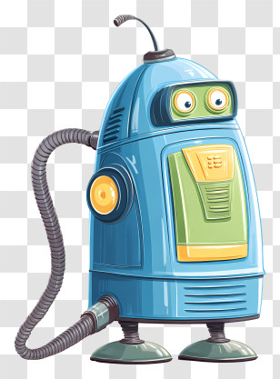 Ai Vacuum Cleaner - Retro Blue Robot Transparent PNG