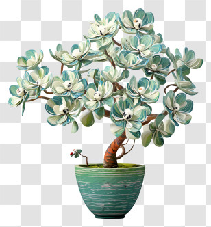 Potted Jade Flower - Potted Plant With Blooming Flowers Transparent PNG