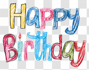 Happy Birthday - Colorful Handwritten Happy Birthday Text Transparent PNG