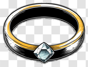 Line Art Wedding Ring - Elegant Diamond Ring Illustration Transparent PNG