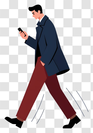 Man Walking And Looking At Phone Transparent PNG