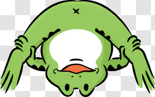 Frog - Cute Green Frog Upside Down Transparent PNG