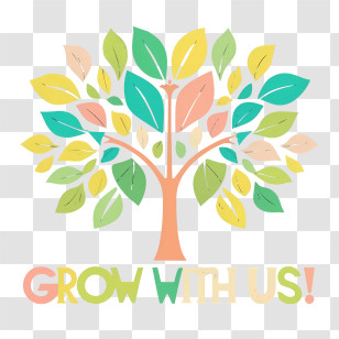 Grow With Us - Symbolic Tree Of Growth With Colorful Leaves Transparent PNG