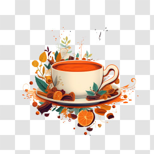 International Tea Day - Warm Cup Of Mulled Tea With Spices Transparent PNG