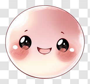 Blushing Emoji - Happy Pink Cartoon Face With Big Eyes Transparent PNG